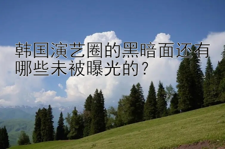 韩国演艺圈的黑暗面还有哪些未被曝光的？